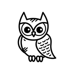 Stylized Owl Illustration with Bold Outlines on Transparent Background for Halloween Graphic Design