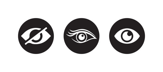 Eye icon set, Simple eye collection,  Eyesight pictogram in flat style, Eyeball Icon Silhouette, Vector illustration EPS 10.