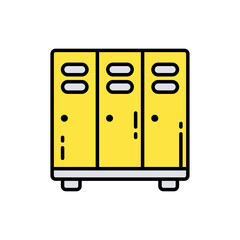Yellow School Lockers Vector Icon with Black Outlines on Transparent Background