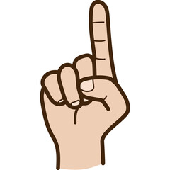 Raised Index Finger Hand Gesture with Transparent Background in Flat Style Illustration for Tutorials Advocacy and Educational Materials