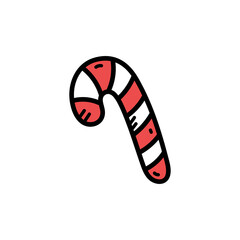 Red and White Striped Candy Cane Isolated on Transparent Background Holiday Graphic