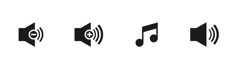 Set of media player controls, including volume, play, pause, skip, shuffle, and repeat symbols for digital applications,  vector illustration.