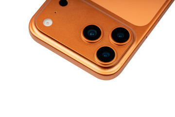 Close-up of a modern smartphone mockup isolated on trasparent PNG.
