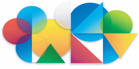 Stylized illustration of abstract geometric shapes in clean forms with solid tones and smooth gradients.