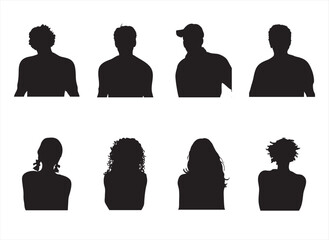 Diverse People Silhouettes, Portraits. people portraits. People Silhouettes, Portraits, vector illustration.