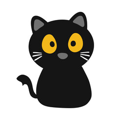 Cute Cartoon Black Cat Illustration Hand Drawn Halloween Kitty Clipart Design