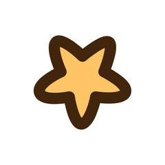 Stylized Star Icon with Brown Border on Transparent Background Simple Aesthetic Doodle Illustration for Health and Wellbeing Concepts