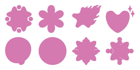 Naklejka premium Collection of Pink Abstract Shapes and Icons on White Background