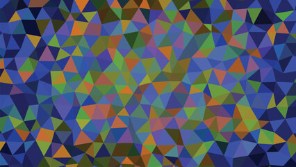 Abstract Low Poly Background With Triangles In Blue Green Orange And Purple