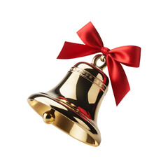 Christmas bell with a flowing ribbon decorated high quality png file on transparent background