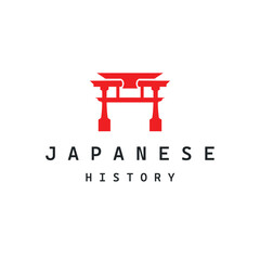 Torii gate logo design simple Japanese historical building with old and modern vintage concept as a symbol illustration template