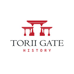Torii gate logo design simple Japanese historical building with old and modern vintage concept as a symbol illustration template