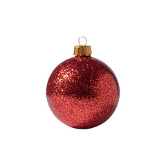 Christmas red ball with sparkle effect png file on transparent background for Christmas tree decoration 