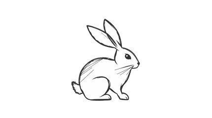 A simple, sketched illustration of a rabbit, depicted in a side profile, with detailed lines.