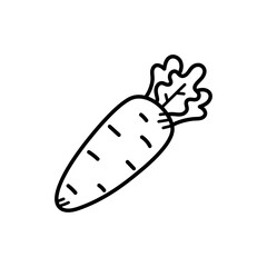 Single Carrot Vegetable Outline Doodle on Transparent Background, Fresh Produce Food Illustration for Health and Nutrition Content