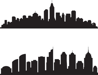 Modern city skyline silhouettes for urban design projects