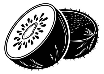 Stylized kiwi fruit slice with abstract motion lines
