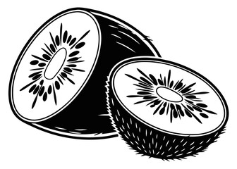 Stylized kiwi slices on a black background