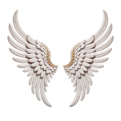 Obraz premium White feathered wings golden accents feathers ornate