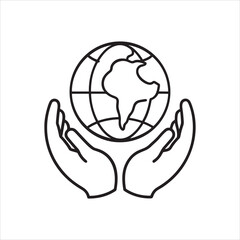 Hands gently cradling a globe representing earth and global protection