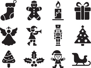 Obraz premium Festive Christmas icons for holiday joy and celebration
