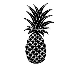 Stylized white pinecone illustration on black background