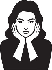 Elegant woman portrait in black and white minimalist silhouette style