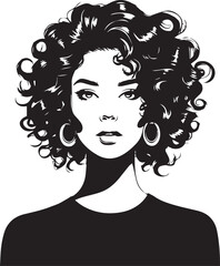 Stylish lady face illustration with vintage hairstyle and jewelry design