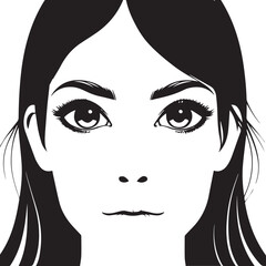 Elegant woman portrait in black and white minimalist silhouette style