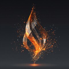 Abstract Glowing Flame with Digital Network and Sparkling Particles