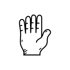 Obraz premium Stylized Hand Silhouette with Five Fingers Depicted with Bold Black Outline on White Background Isolated Vector Illustration for Graphic Design Resources