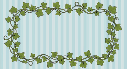 Decorative Rectangular Frame of Green Ivy with Detailed Leaves and Vines.