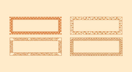 Four Ornate Decorative Frames - Geometric, Vintage Style Borders.