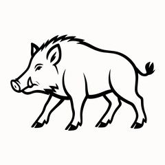 Fototapeta premium Wild boar illustration in a simple outline style 