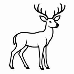Outline of a standing deer with antlers on a white background  