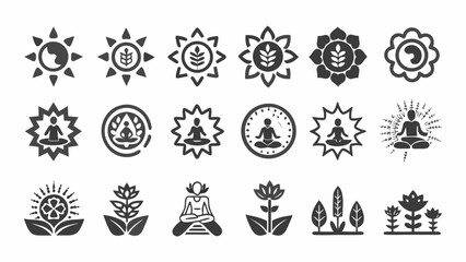 Obraz premium Inspiring yoga and wellness icons for branding, logo design and holistic health concepts