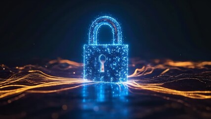 Cyber Security Concept Glowing Padlock protecting digital data against online threats. - Powered by Adobe