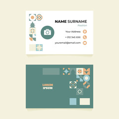 Fototapeta premium Modern business card template with a clean geometric mosaic pattern on retro style, perfect for creatives
