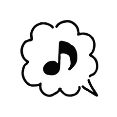 楽しい（音符）・手描き・白地ふきだし