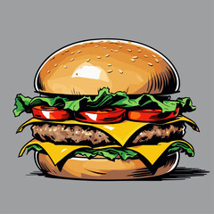 realistic and detailed burger vector illustration