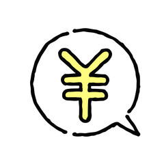 円マーク（￥）・手描き・白地ふきだし