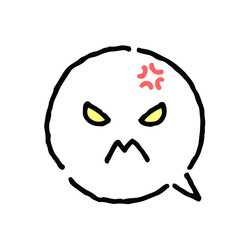 怒っている顔・手描き・白地ふきだし