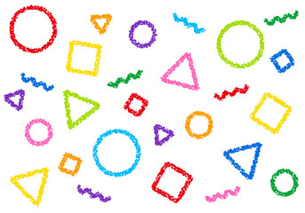 クレヨン素材　幾何学模様のポップな背景