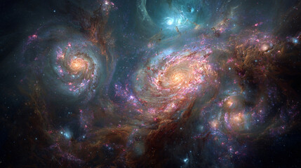 Photorealistic Deep Space and Colorful Galaxy, Generative AI
