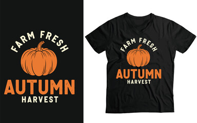Farm Fresh Autumn Harvest T-Shirt Design - Vintage Style Pumpkin Graphic Tee SVG