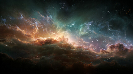 Photorealistic Deep Space and Colorful Galaxy, Generative AI
