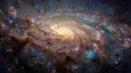 Photorealistic Deep Space and Colorful Galaxy, Generative AI
