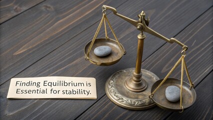 Vintage brass balance scale showing perfect equilibrium and stability