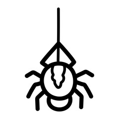 Obraz premium Hanging Spider Doodle with Simple Black Lines and Transparent Background Ideal for Halloween Themed Projects and Graphic Designs