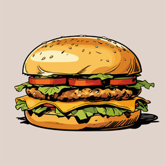 realistic and detailed burger vector illustration
